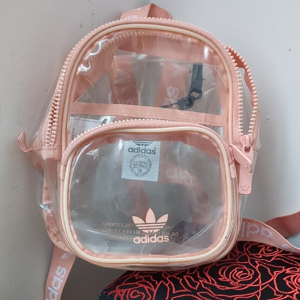 Adidas Transparent Backpack with Peach Accents